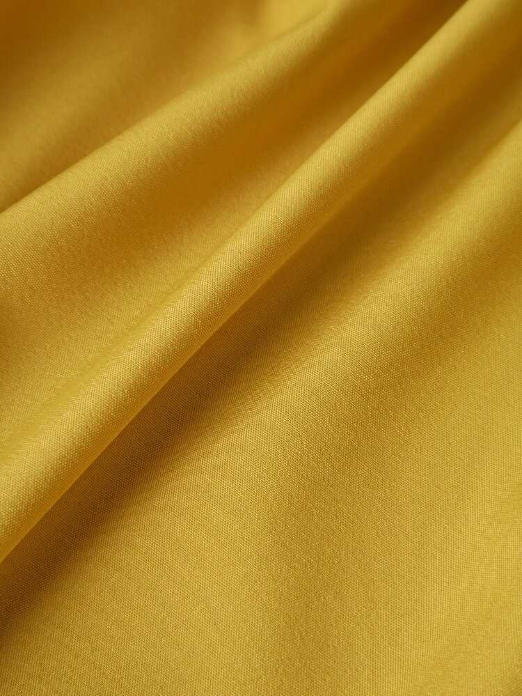 Breezaya Women's Solid Color Loose Halter Midi Casual Yellow Dress For Vacation - Yellow - View 5