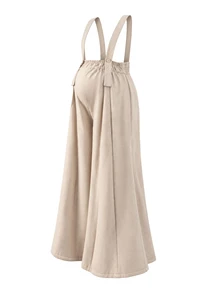 SHEIN Maternity Jumpsuit Casual Comfortable Wide Strap Front Button Side Zipper A-Line Wide Leg Apricot Jacquard Textured Fabric Composite Fleece Material Long - Apricot - View 10