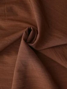 SHEIN طقم نسائي من قطعتين فضفاض بتصميم كاجوال، ملابس علوية برقبة عالية وحمالة هالتر وأكتاف مكشوفة باللون البني لفصلي الربيع والخريف، مع بنطال بأكمام طويلة منفوخة وأساور - بني - مشاهدة 6