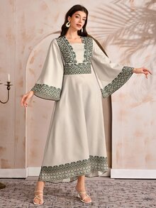 Mulvari 女款土耳其長洋裝 阿拉伯傳統端莊優雅 Filipiniana Kaftan 婚禮伴娘禮服 早晨晚間秋季穿搭 - 彩色 - 查看 6