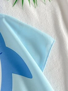 Cozy Pixies Baby Boy One-Piece Swimsuit Bathrobe With Digital Print Cute Shark 3D Mouth Decor Polyester Fabric - Blue - View 4
