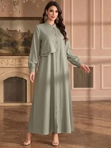 Graceveil رداء طويل فضفاض أنيق وكاجوال للنساء للتنقل اليومي - أخضر - مشاهدة 3