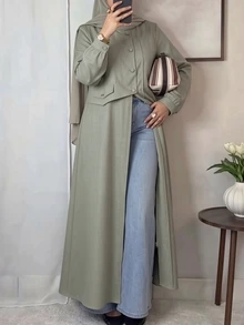 Graceveil رداء طويل فضفاض أنيق وكاجوال للنساء للتنقل اليومي - أخضر - مشاهدة 4