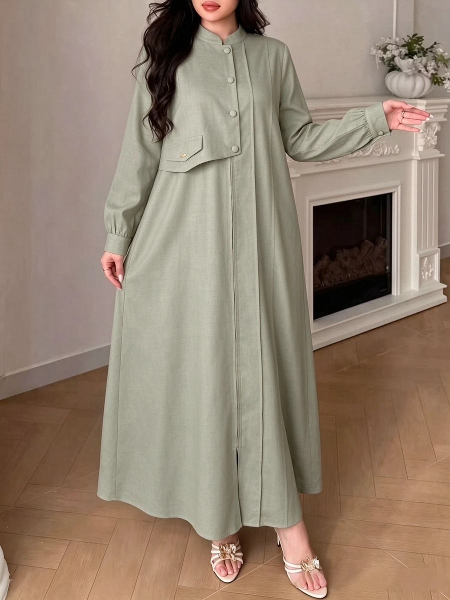Graceveil رداء طويل فضفاض أنيق وكاجوال للنساء للتنقل اليومي - أخضر - مشاهدة 1