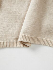 Omancia Elegant Small Stand Collar Lantern Sleeve Design Women's Sweater - Apricot - View 6