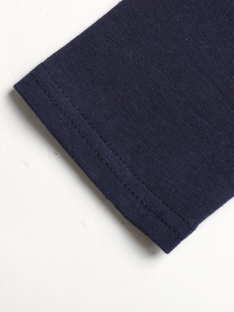 Teen Girl Teen Girls Knit Royal Blue Patchwork Polka Dot Casual Long Sleeve T-Shirt - Navy Blue - View 15