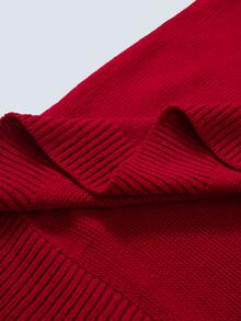 Manfinity Homme Men's Solid Color Casual Versatile Daily Wear Long Sleeve Sweater - Red - View 8