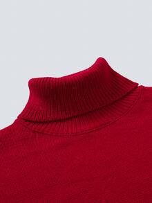 Manfinity Homme Men's Solid Color Casual Versatile Daily Wear Long Sleeve Sweater - Red - View 3