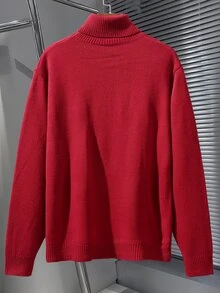 Manfinity Homme Men's Solid Color Casual Versatile Daily Wear Long Sleeve Sweater - Red - View 9