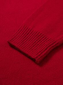 Manfinity Homme Men's Solid Color Casual Versatile Daily Wear Long Sleeve Sweater - Red - View 6