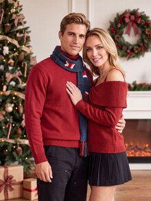 Manfinity Homme Men's Solid Color Casual Versatile Daily Wear Long Sleeve Sweater - Red - View 5