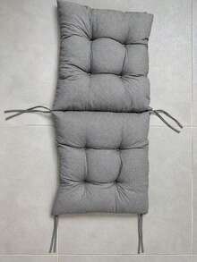 High-Back Chair Cushion – One-Piece Seat And Back Cushion – Tie-On, Thickly Padded - Grey - View 4