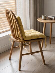 High-Back Chair Cushion – One-Piece Seat And Back Cushion – Tie-On, Thickly Padded - Yellow - View 5