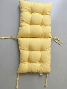 High-Back Chair Cushion – One-Piece Seat And Back Cushion – Tie-On, Thickly Padded - Yellow - View 4