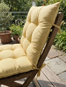High-Back Chair Cushion – One-Piece Seat And Back Cushion – Tie-On, Thickly Padded - Yellow - View 2