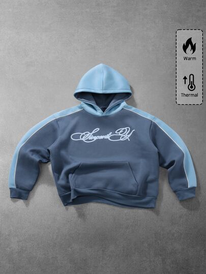 Street Life Sudadera con capucha casual de uso diario con gráfico de letras para hombre