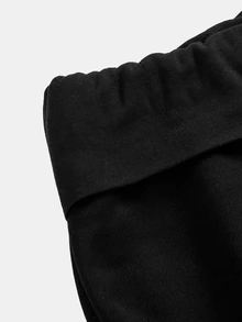 SHEIN 青少年女孩秋冬針織黑色保暖內裡休閒長褲 - 黑色 - 查看 6