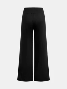 SHEIN 青少年女孩秋冬針織黑色保暖內裡休閒長褲 - 黑色 - 查看 2