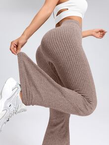 Dewbera Dewbera Women's Solid Color High Waist Seamless Yoga Leggings - Vanilla Oat - View 4