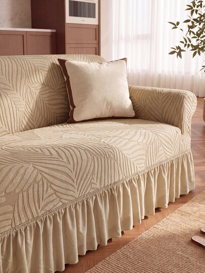 1pc Leaf Pattern Elastic Full Coverage Sofa Cover, Dirt-Resistant, Hand Wash, Machine Wash, Dry Clean, Suitable For Bench, Living Room Sofa, Living Room Furniture, Couch Covers For Sofa And Loveseat, Sofa Cover,Sofa Covers, Sofa Cover L Shape, Sofa Cover 3 Seater, Large Cushion Covers, Large Cushion Cover, Sofa, Throws For Sofa
