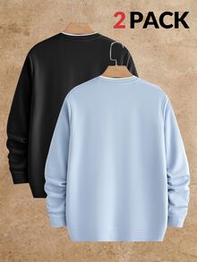 Manfinity RebelGame Men's Crewneck Sweatshirt, Fleece Lined Pullover, Winter Warm Top, 2 In 1 Sweatshirt, Color Block Sweatshirt, Relaxed Fit, Drop Shoulder, Halloween - Multicolor - View 3