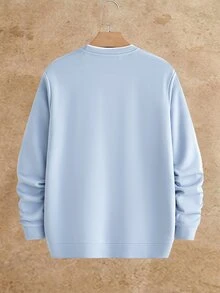 Manfinity RebelGame Men's Crewneck Sweatshirt, Fleece Lined Pullover, Winter Warm Top, 2 In 1 Sweatshirt, Color Block Sweatshirt, Relaxed Fit, Drop Shoulder, Halloween - Multicolor - View 9
