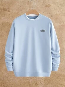 Manfinity RebelGame Men's Crewneck Sweatshirt, Fleece Lined Pullover, Winter Warm Top, 2 In 1 Sweatshirt, Color Block Sweatshirt, Relaxed Fit, Drop Shoulder, Halloween - Multicolor - View 7