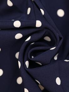 Auvina Summer French Retro Ruffled Cap Sleeve Navy Polka Dot Waist Flared Midi Dress, Plus Size - Blue - View 7