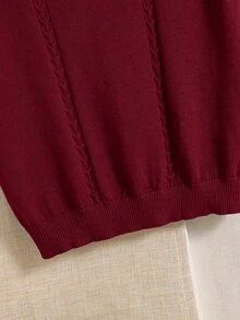 PrepCrw 兒童青少年男孩休閒V領對比滾邊無袖針織套頭毛衣背心，秋冬款 - 酒紅色 - 查看 6