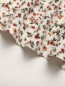 女童簡約翻領拼接 2 合 1 蝴蝶結連衣裙運動衫 - 棕色 - 查看 8