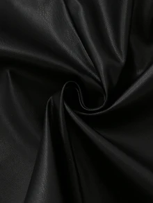 SHEIN تنورة نسائية مثيرة بفتحة جانبية من الدانتيل والترقيع - الأسود - مشاهدة 5
