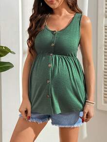 GentleRue Maternity Maternity Casual Solid Color Sleeveless Nursing Top, Summer - Army Green - View 4