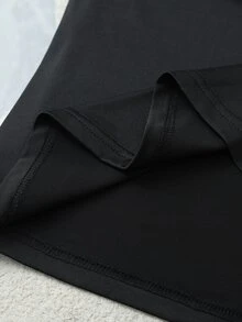 Everyssa 女款 2026 秋冬 透視領口拼接長袖打底 T-shirt - 黑色 - 查看 6