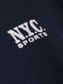 SHEIN 青少年女孩秋季套裝 2件/組圓領甜美輕便休閒 Y2K 修身短版長袖海軍藍T恤與... - 藍色 - 查看 4