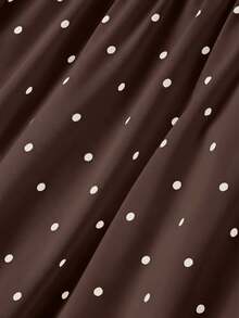 SHEIN MOD Plus Size Women's Polka Dot Bow Ruched Dress, For Elegant Fairy-Core 80s 90s, Party Birthday Wedding Guest, Holiday Outfits, Summer - Brown - View 4