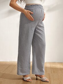 GentleRue Maternity Women's Fashion Plaid Maternity Pants With Drawstring Waist Vacation White Striped Spring Casual Western Gender Reveal - Multicolor - View 5