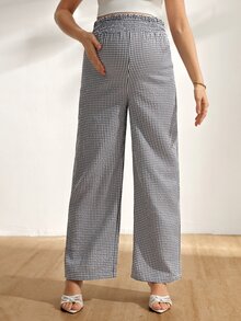 GentleRue Maternity Women's Fashion Plaid Maternity Pants With Drawstring Waist Vacation White Striped Spring Casual Western Gender Reveal - Multicolor - View 4