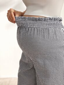 GentleRue Maternity Women's Fashion Plaid Maternity Pants With Drawstring Waist Vacation White Striped Spring Casual Western Gender Reveal - Multicolor - View 6