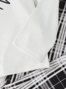 SHEIN 2件組兒童青少年男孩休閒日常百搭舒適足球印花圓領長袖套頭睡衣上衣與長褲針織居家服套裝 - 彩色 - 查看 3