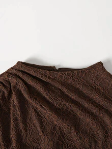 SHEIN Tween女孩秋冬蕾絲優雅休閒日常極簡風洋裝 - 酒紅色 - 查看 3