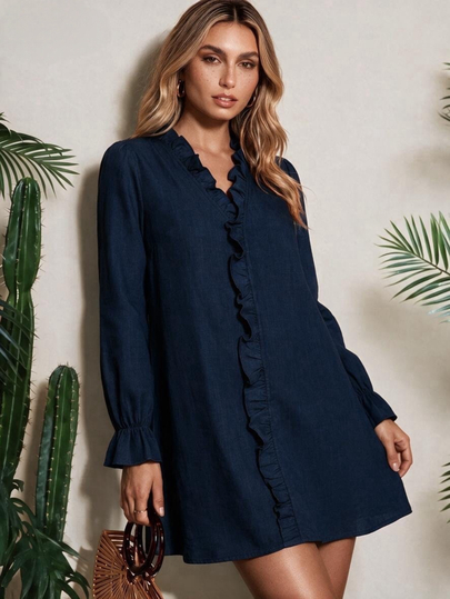 Vaclyn Women's Solid Color Casual Daily Summer Short Dress