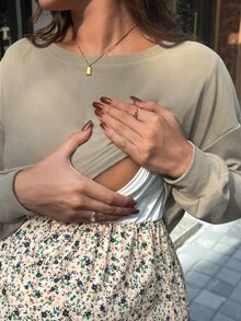 GentleRue Maternity 孕妇休闲花卉拼布哺乳连衣裙，秋季 - 彩色 - 查看 7