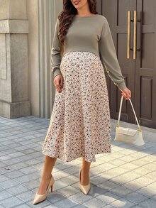 GentleRue Maternity 孕妇休闲花卉拼布哺乳连衣裙，秋季 - 彩色 - 查看 4