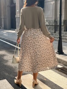GentleRue Maternity 孕妇休闲花卉拼布哺乳连衣裙，秋季 - 彩色 - 查看 3