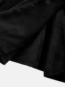 SHEIN Teen Girl Woven Black Double-Breasted Cinched Waist Overcoat - Black - View 9