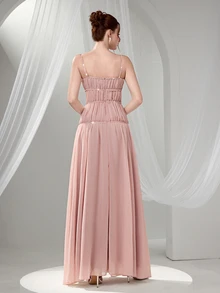 Poshira Women Solid Color Ruffle Elegant V-Neck Cocktail Party Dress,Ladies Formal Prom Easter Dress,Western Style Evening Gowns For Women - Pink - View 3
