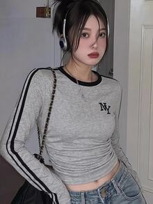 Teen Girls Casual T-Shirt Teen Girl Color Block Design With New York Print Pattern For Everyday Wear - Light Grey - View 7