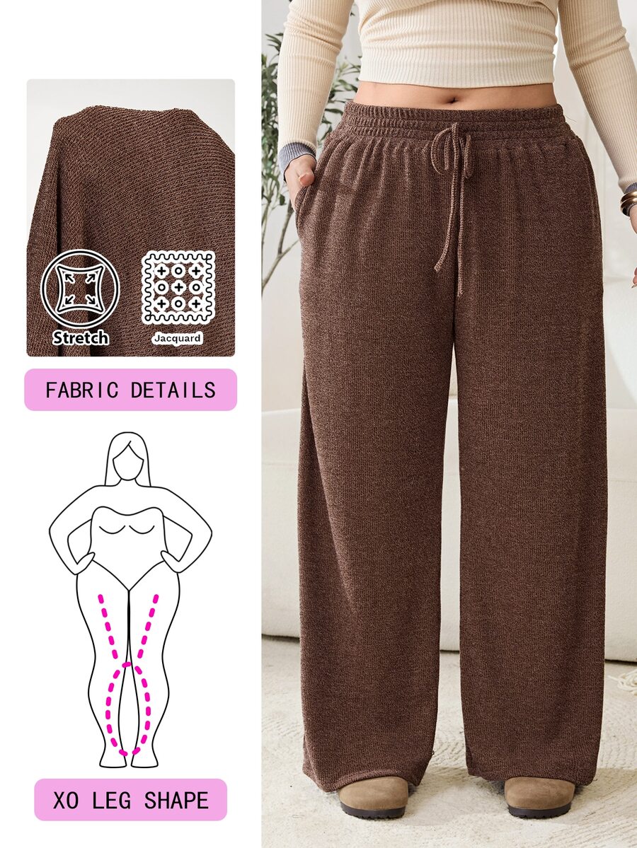 Solflare Plus Size Women's Solid Color Casual Daily Wear Long Pants