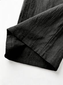 Avantive Women's Solid Color Pocket Wide Leg Loose Casual Long Pants (100 Cotton) Work Office Plain Black Fall, Autumn/Winter - Black - View 10