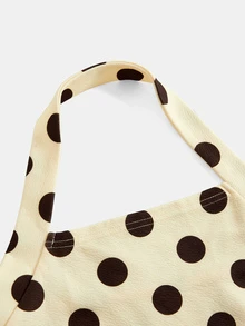 SHEIN Young Girl Sweet Fashion Polka Dot Print Halter Neck Dress - Yellow - View 4